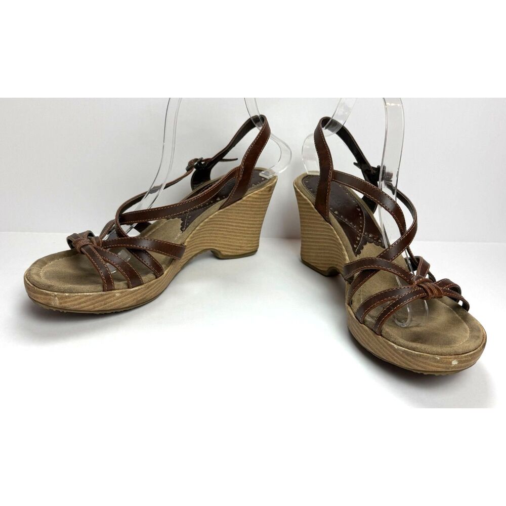 Mudd Brown Strap Wedge Sandals Women's Boho Vacation Shoe Y2K